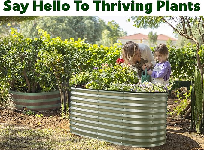 Galvanized Raised Garden Beds Outdoor // 4×2×2 ft Planter Raised Beds for Gardening, Vegetables, Flowers // Large Metal Garden Box (Silver) // Patented Tool-Free Design