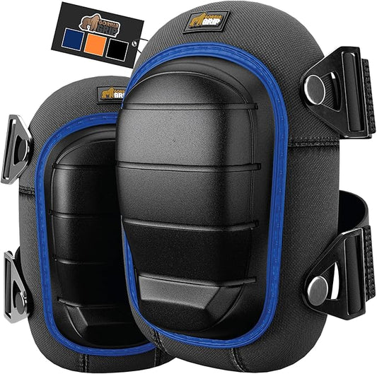 Gorilla Grip Adjustable Safety Knee Pad Set, Heavy Duty Durable Kneeling Pads for Work, Anti Slip Fasteners, Comfortable Gel Padding, Supportive Pads During Construction, Gardening Tool, Royal Blue