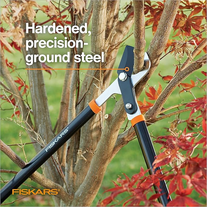 Fiskars 28" Power-Lever Garden Bypass Lopper and Tree Trimmer - Sharp Precision-Ground Steel Blade for Cutting up to 1.75" Diameter (Pack of 2)