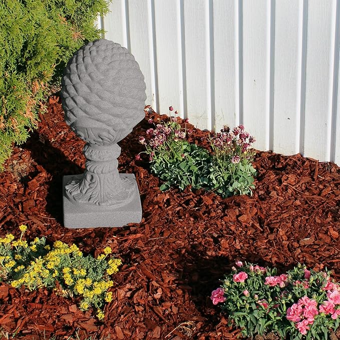 EMSCO Group Pineapple Statue – Natural Granite Appearance – Made of Resin – Lightweight – 23” Height