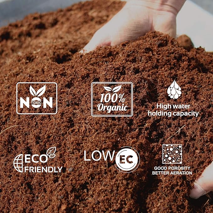 4 Pack Premium Coco Coir Brick for Plants | 100% Organic Compressed Coconut Coir Bricks Starting Mix, Coco Coir Fiber Coconut Husk for Planting, Gardening, Potting Soil Substrate, Herbs, 1.4 LB/Brick