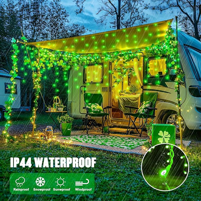 JMEXSUSS 400 LED 38.8F Green Icicle Lights for St Patricks Day Decorations, Green Christmas Lights Indoor Outdoor, Green String Icicle Lights for House Fireplace Party Yard Decoration