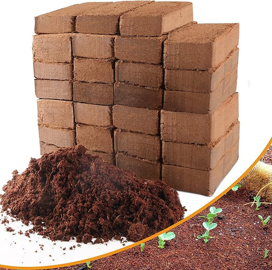 Coco Coir Brick for Plants- 27 Pack Coconut Coir Bricks Premium 100% Organic Peat Moss Mix with Low EC & pH Balance, Fiber Coconut Husk for Planting, Gardening, Potting Soil Substrate