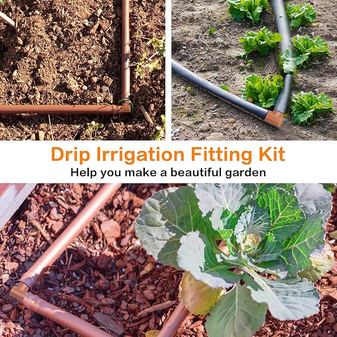 18 Pieces Drip Irrigation Fittings Elbow Connectors for 1/2" Tubing, Barbed Elbows Drip Parts for 1/2 Inch Irrigation Tubing(0.600" ID), Drip Line Connectors for Drip Sprinkler Garden Systems