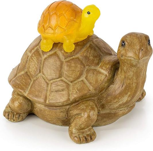 VP Home Mom and Baby Turtle Solar Powered LED Outdoor Decor Garden Light Great Addition for Your Garden, Solar Powered Light Decorations Gifts for Outside Patio Lawn Yard