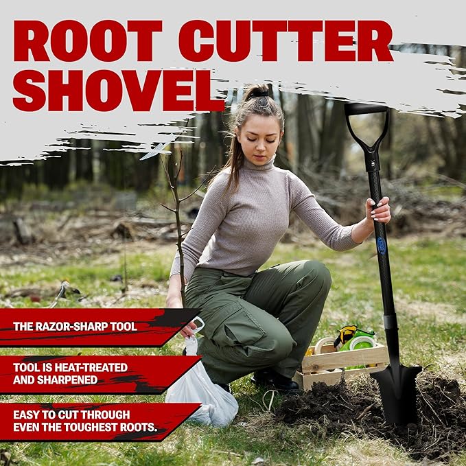 CKG Carbon Metal Detecting Shovel Digging Tool with Double Serrated Blade – Lightweight Digger Garden Root Cutter, Spade Professional Metal Detector Accessories, Single