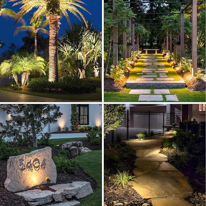 APONUO Solar Spot Lights - Outdoor 2-in-1 Solar Landscape Uplights, Dusk to Dawn, IP65 Waterproof, 9.8ft Cable, Warm White