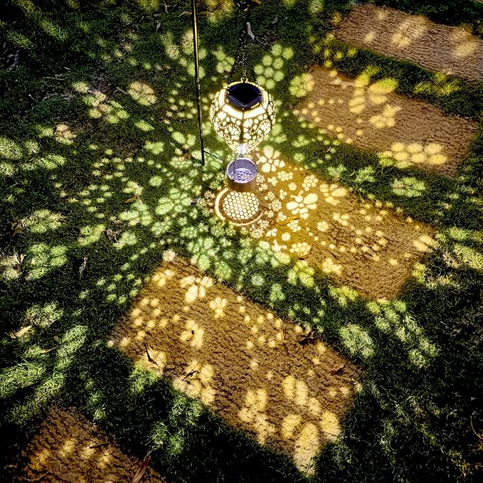 Bee Decor Hot Air Balloon Solar Lantern – Outdoor Decorative Hanging Light for Garden Yard Patio Porch Lawn and Pathway – Unique Housewarming, Birthday Gift for Women Mom Grandma