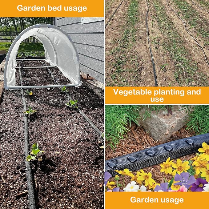 Flat Soaker Hose 25FT Heavy Duty Double Layer Design - Save 80% Water for Garden, Lawn, and Flower Bed Drip Irrigation (25FT)