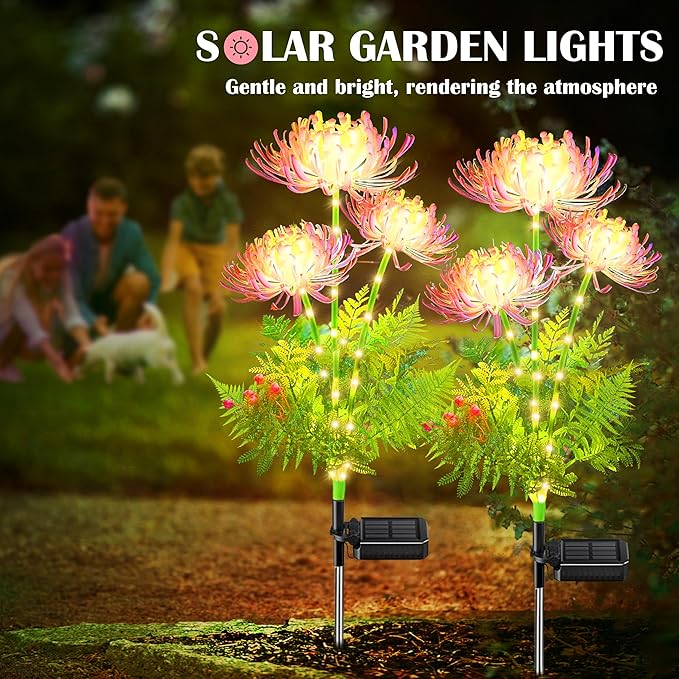 SunKite Solar Garden Lights, Solar Flowers Lights with Glowing Flowers & Stems, Outdoor Stake Decorative Lighting Waterproof for Garden,Yard Patio Pathway Decor,Gift for Mother（4 Pack）
