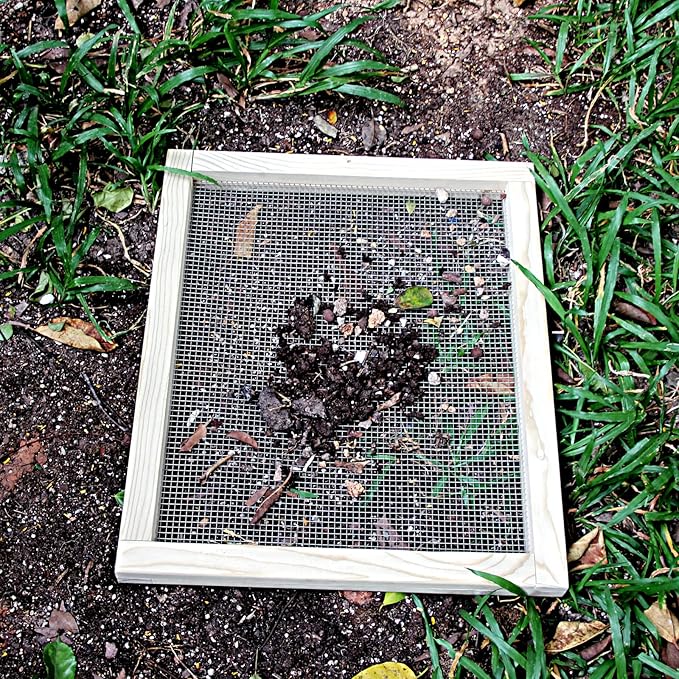 CTSC Soil Sifter for Garden, Compost Sifter, Garden Sieve, Wood Dirt Sifter, Rock Sifter with Stainless Steel Welded Wire Mesh(1/4")