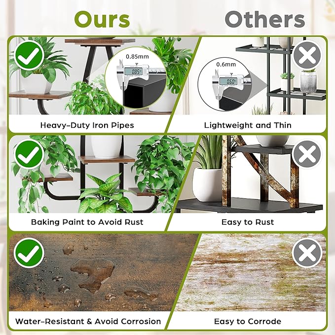 Indoor Plant Stand with Grow Light - 8 Tier Plant Shelf indoor, 43" Corner Stand with Multiple Tiers, Cactus Flower Holder for Living Room, Patio, Hallway