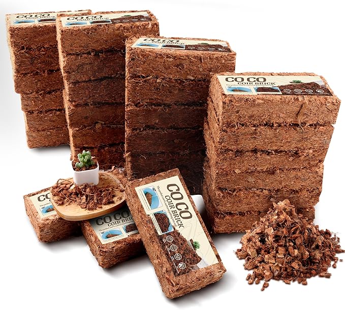 Coco Husk -27PACK Organic Coconut Husk Chips with Low EC & PH Balanced, High Expansion Coconut Substrate Coco Husk Mulch for Garden Flowers, Planting, Reptile