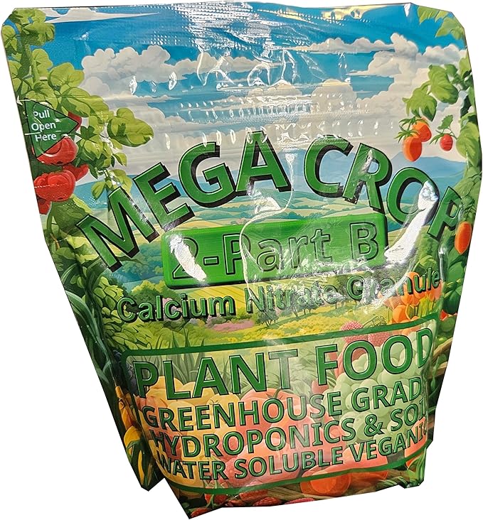 Mega Crop 2 Part B 15.5-0-0 Hydroponic Soil Fertilizer for Plants Calcium Nitrate