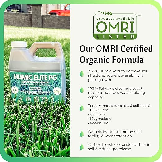Humic Acid Organic Lawn Fertilizer - Fulvic Humic Mineral Blend for Trees, Shrubs, Ornamentals, Vegetables & Crops - FoliarTech, 2.6 Gallons