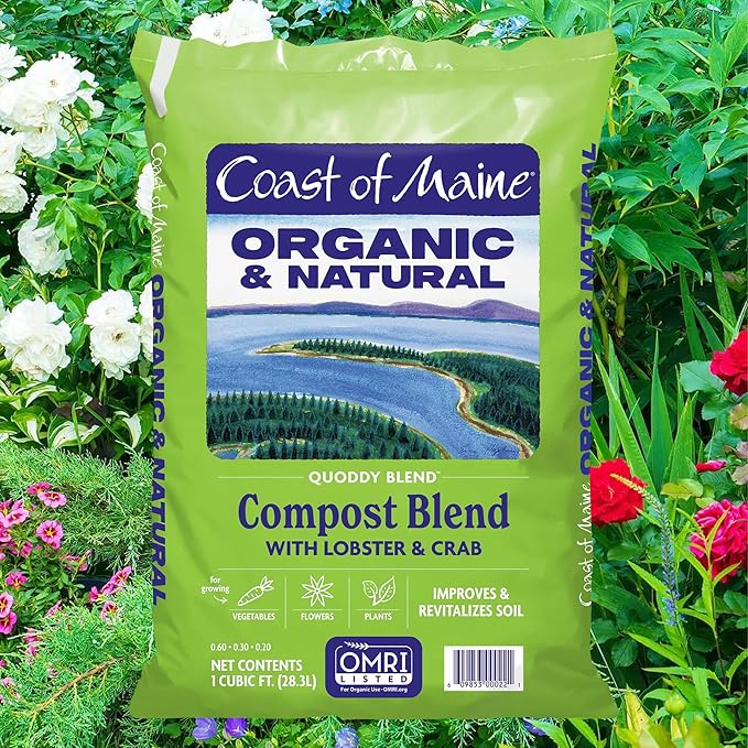 Coast of Maine Quoddy Blend, 1 cu ft (Pack of 2) Organic and Natural Compost Blend with Lobster and Crab - Improves and Revitilizes Soil