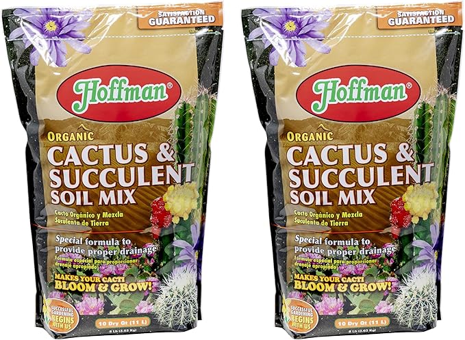 Hoffman 10410 Organic Cactus and Succulent Soil Mix, 10 Quarts, 2 Pack