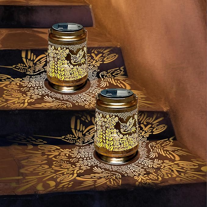 KY&BOSAM Fly Hummingbird Solar Lanterns Outdoor Waterproof Hanging Solar Lights Christmas Gifts for Women Men Metal Bird Decoration LED Solar Lantern Garden Decor for Yard,Tabletop,Pathway,Landscape