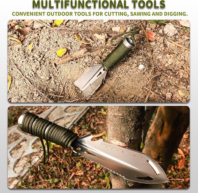 Hori Hori Garden Knife, 7-in-1 Multi-Functional Japanese Garden Tools with Sheath, 7" Stainless Steel Blade Weeding Garden Tools for Digging, Garden Gift for Father's Day or Mother's Day