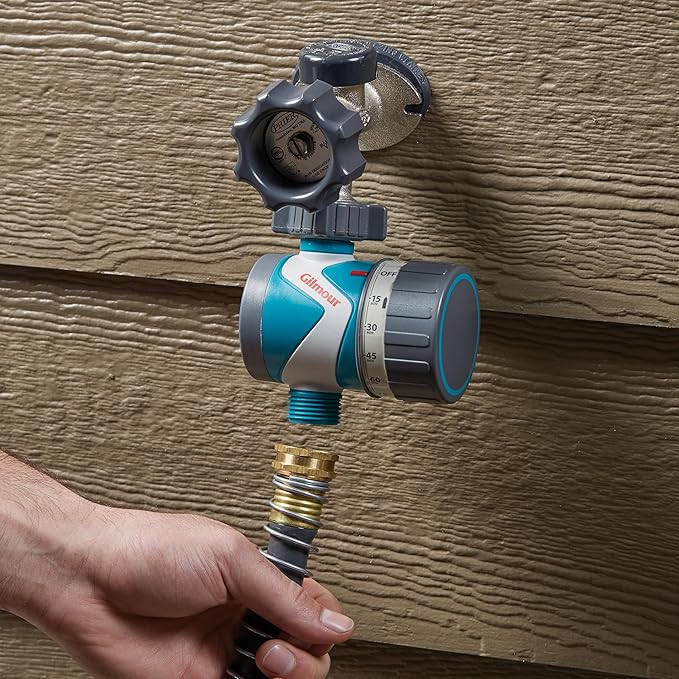 Gilmour Single Outlet Mechanical Water Timer for Garden Hose, Irrigation Timer for Sprinklers and Drip Lines, Blue