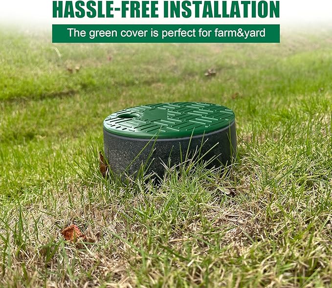 12 Sets Durable PP Valve Boxes-Anti Slip 6 In Circular Sprinkler Valve Box, Plastic Round Irrigation Valve Box for Garden Yard Outdoor Lawn Grassland Ground Farm,Green&Black Water Meter Box