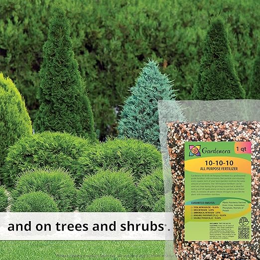 Premium 10-10-10 All-Purpose Soil Fertilizer by Gardenera - Ideal for Flowers, Plants, Vegetables, Fruit Trees and Lawns - 1 Quart