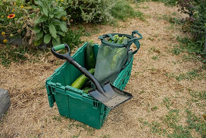 Hooyman Mini Transfer Shovel with Heavy Duty Carbon Steel Construction, Ergonomic No-Slip H-Grip Handles, D Handle, and Oversized Steps for Gardening, Land Management, Yardwork, Farming, and Outdoors