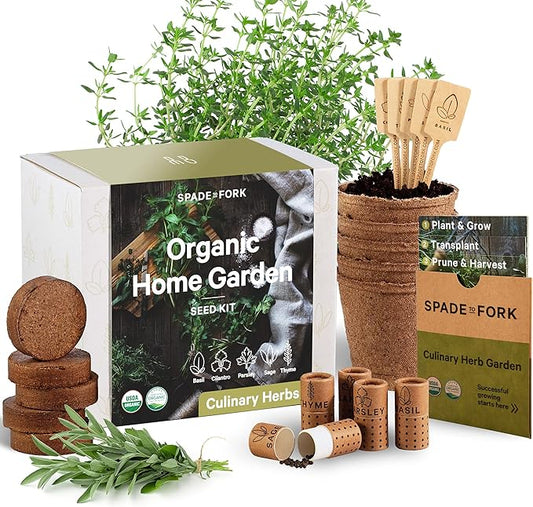 Organic Herb Garden Kit Indoor - Certified Organic & Made in USA | Herb Plants for Women and Men, Indoor Herb Garden Starter Kit, Herb Growing Kit Indoor, Plant Growing Kit, Herb Starter Kit Plant Kit