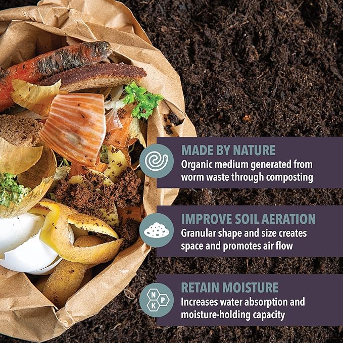 Arcadia Garden Products Worm Nerd Worm Castings, Natural Soil Additive for Lawns, Gardening and Potted Plants, 3 Quarts, Black (WN05) ***Cannot Ship to Hawaii***