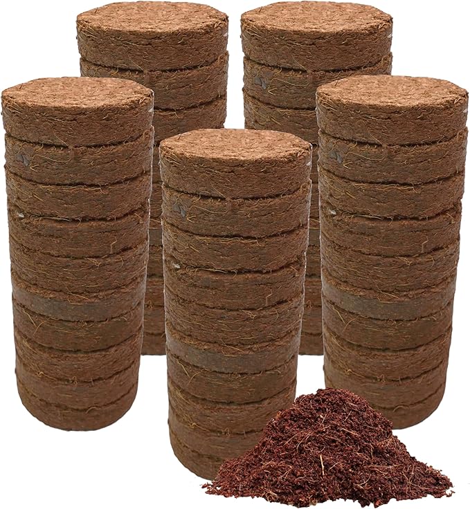 Coco Coir Discs (40mm 50-Pack) - Organic Coconut Coir Seed Starting Discs - Coconut Fiber Seedling Soil for House Plants, Potting Soil, & Indoor Plants - Organic Coco Coir for Plants & Potting Mix