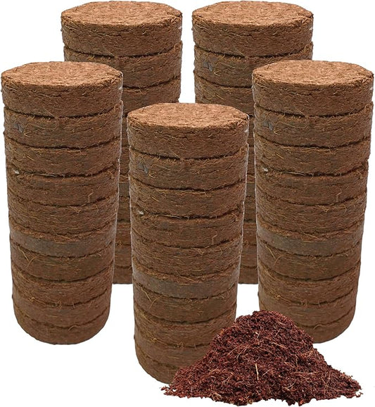 Coco Coir Discs (40mm 50-Pack) - Organic Coconut Coir Seed Starting Discs - Coconut Fiber Seedling Soil for House Plants, Potting Soil, & Indoor Plants - Organic Coco Coir for Plants & Potting Mix