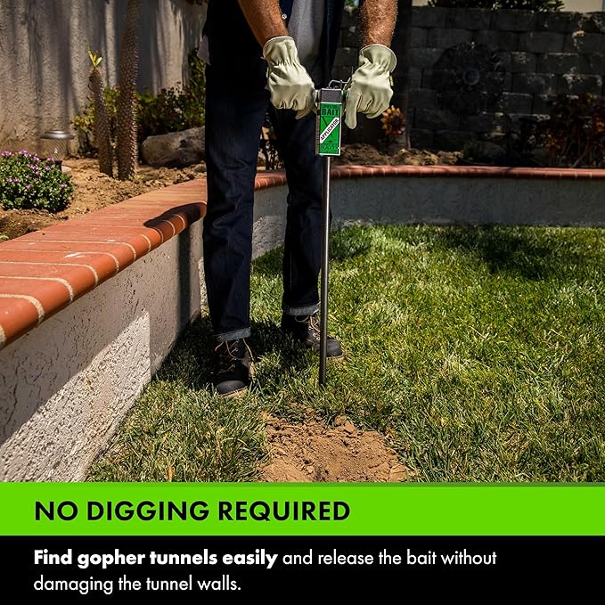 Yard Butler Gopher/Mole Bait Applicator - Gardening Tool for Safe & Easy Pest Control - No Digging Needed - Durable & Sturdy Bait Applicator - Mole, Vole & Gopher Killer