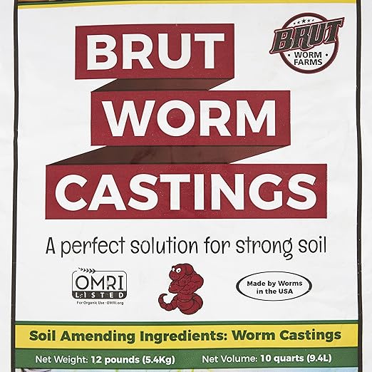 Brut Organic Worm Castings – 12 LB – Garden's Elixir for Thriving Blooms & Harvests!