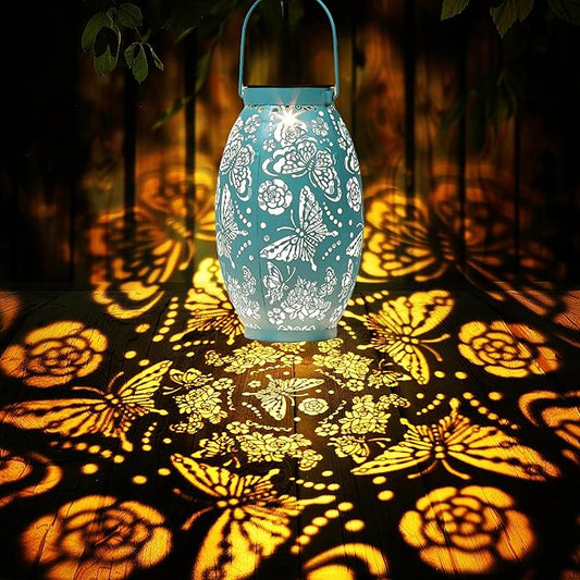 Butterfly Solar Lanterns, Gifts for Women Mom Birthday, Butterfly Decorations for Garden Patio Yard Porch Decor, Hanging Solar Lanterns, Big Metal Butterfly Solar Lights Outdoor Waterproof