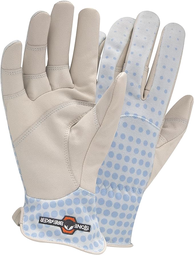 StoneBreaker Gloves Gardener Women's Gardening Glove, Large, Light Blue