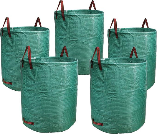 PHYEX 5-Pack 72 Gallons Garden Bag Heavy Duty Gardening Bags, Lawn Pool Garden Leaf Waste Rubbish Plants Grass Bag (5 X 72Gallons)