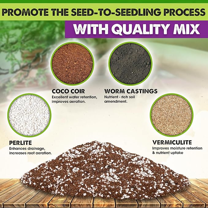 DUSPRO Recycle 4 QRT Seed Starter Soil Pre-Mixed 4in1 Seed Starting Mix for Young Plant Seeds, Soilless Formula Moisture Retention, Aeration & Nutrient Seed Starting Soil