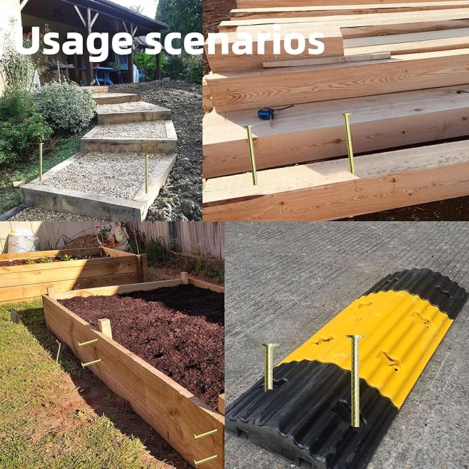 12 Pieces 16-Inch Garden Ground Stakes Galvanized Steel Rebar Stakes - Heavy Duty Ground Anchors for Tents, Position Stakes Kits,Fences Stakes, and Trampolines Stakes