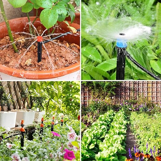 Drip Irrigation Kits, 213 FT Mist Cooling Automatic Irrigation System for Outdoor Plants with Distribution Tubing Hose, Garden Watering Sprinklers System for Yard, Lawn, Patio, Greenhouse