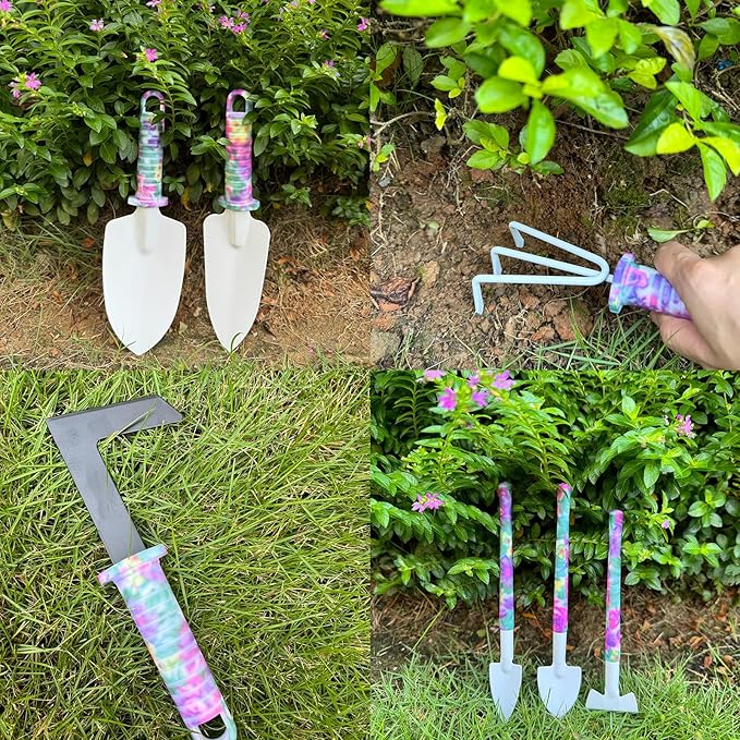 Garden Tool Set 15pcs, Potable Durable Gardening Tools Gift with Anti-Rust Shovel Shears Water Sprayer Digging Claw Gloves Store Case Ideal Gardening Set for Women Great Gift Purple