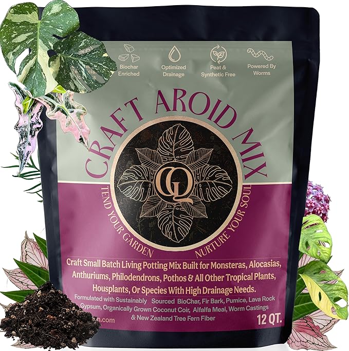 Craft Aroid Potting Mix- Elite Alocasia, Philodendron, Monstera Soil Mix, Chunky, Well Draining Potting Soil for Indoor Plants, All Tropical Plants & Houseplants, Peat Free 12QT