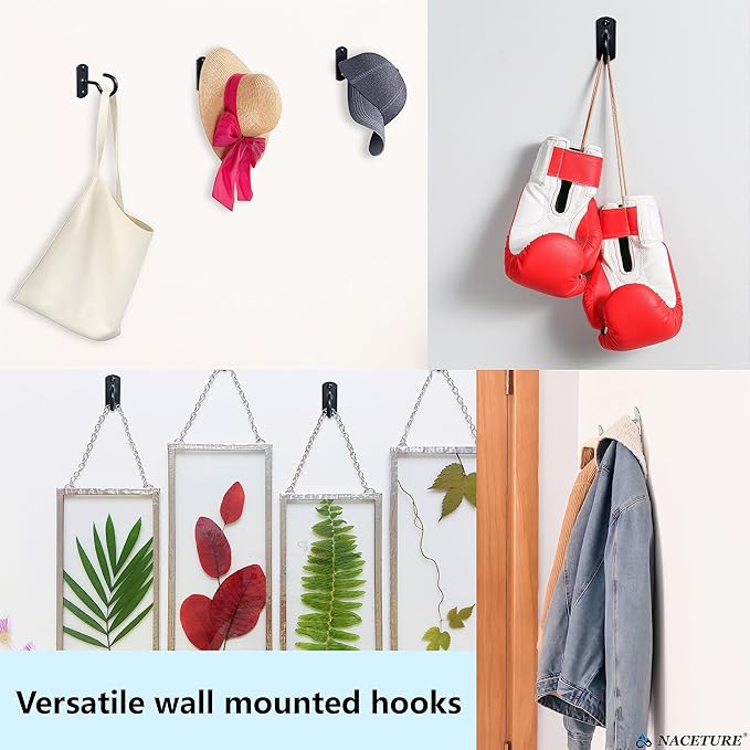 NACETURE Ceiling Hooks for Hanging Plants 2 Pack - Square Wall Mount Plant Hanger Indoor Hanging Hooks Metal Plant Bracket Iron Lanterns Hangers for Wind Chimes, Planters (2.5" Black 2 Pack)