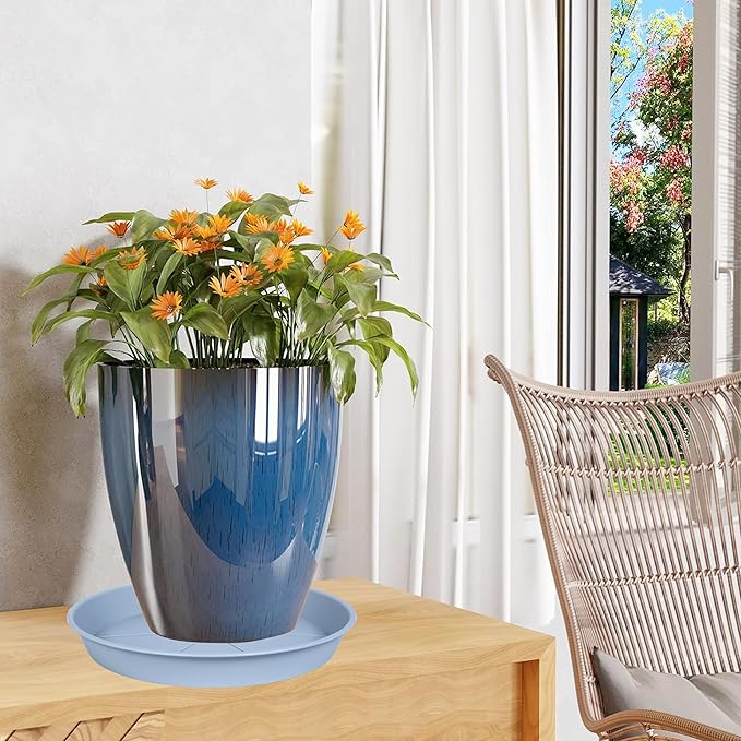 6 Pack of Plant Saucer Tray 4 6 8 10 12 14 17 19 22 25 inch, Heavy Duty Plastic Pot Plant Drip Trays Saucers for for Indoors Outdoor, Plant Water Tray for Planters 3-5" (4", Light Gray)