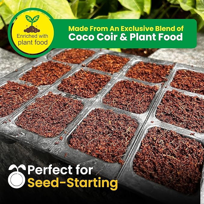 Gro-Med Coco Coir Block - 10lb, Coir Fiber Brick Enriched NPK Expands Upto 80 Quarts - Organic Potting Soil for Flowers, Herbs, Low EC Planting - Growing Medium for Gardening - Seed Starter Soil