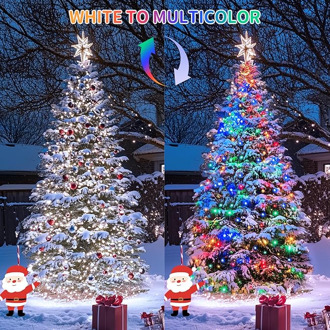 JMEXSUSS 500 LED Color Changing Christmas Lights, 173ft White & Multicolor String Lights with Remote Outdoor Waterproof Christmas Tree Lights Plug in for Christmas Indoor Decor