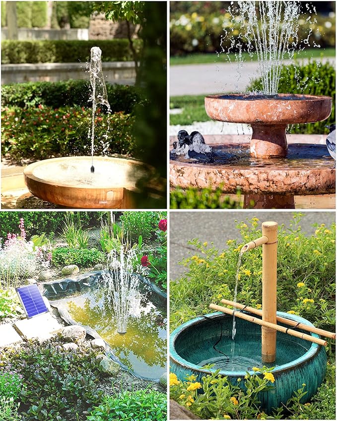 Biling Solar Water Pump for Bird Bath, 6.5W Solar Panel Kit Outdoor Solar Fountain with DIY 5ft Tubing for Small Ponds Garden and Pool