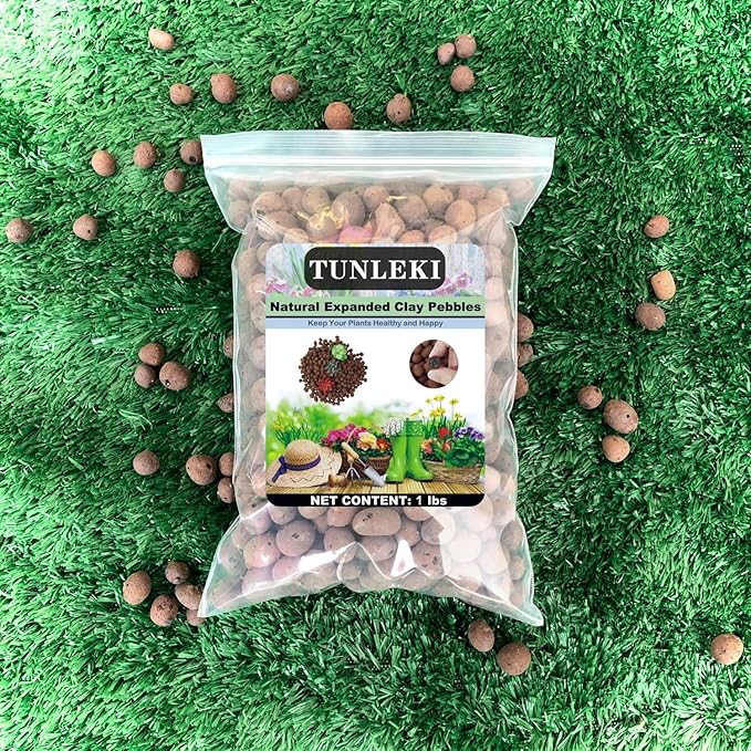 2Lbs Leca Expanded Clay Pebbles, 8-16mm Expanded Clay Aggregate, Natural Clay Pebbles for Hydroponic & Aquaponics Growing, Orchid Potting Mix, Hydroponics Supplies for Indoor Garden Plants