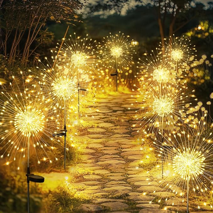 GIGALUMI Garden Outdoor Decor Lights 120LED 8Pack, Solar Garden Lights for Yard Outside Fairy Decorative,Solar Powered for Yard Pathway Flowerbed Planter Balcony Patio Decor（Warm White）