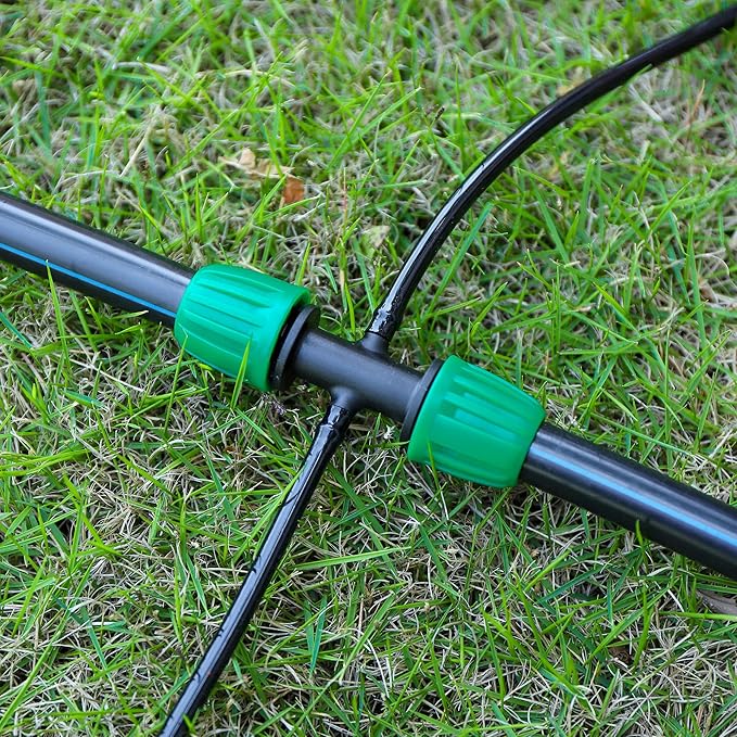 1/2 inch Tubing (1/2" ID x0.6-0.63" OD) 16mm to 1/4 inch Irrigation Tube Anti-Drop Barbed Hose Fittings (Fits 13mm ID / 4mm ID) (1/2 to 1/4 inch Four-Way)
