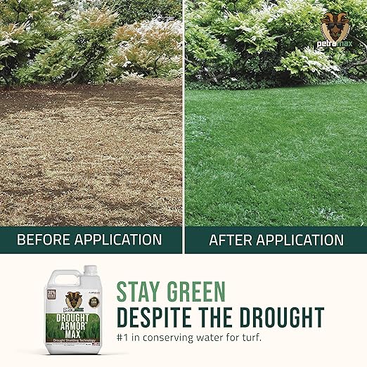 PetraMax Lawn & Turf Drought Armor - Keep Grass Hydrated, Lawn Fertilizer for Green Grass, Liquid Grass Fertilizer for Lawn, Root Booster for Plants & Grass & Lawn Soil (32oz)